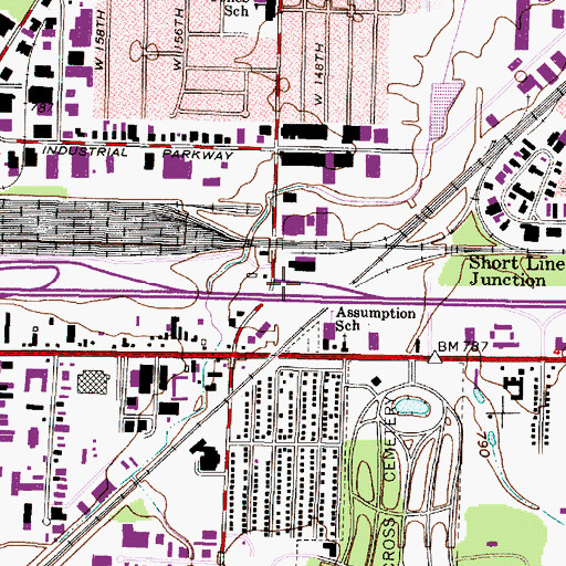 Topographic Map of Interchange 12A, OH