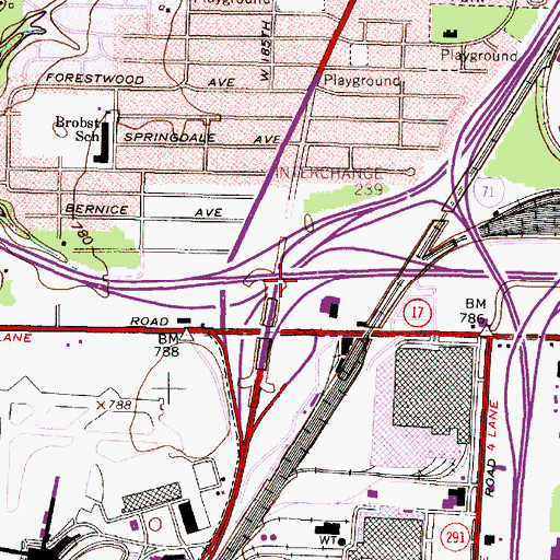 Topographic Map of Interchange 10, OH
