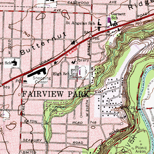 Topographic Map of Lewis F Mayer Middle School, OH