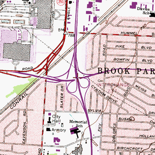 Topographic Map of Interchange 237, OH