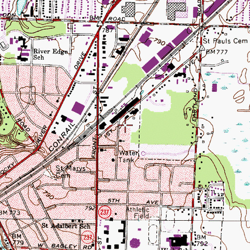 Topographic Map of John Mucklo Park, OH