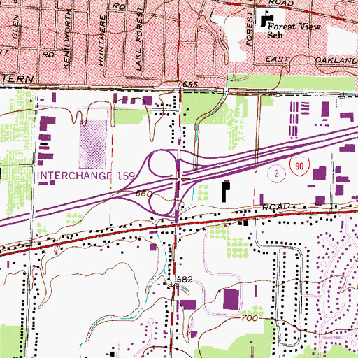 Topographic Map of Interchange 159, OH