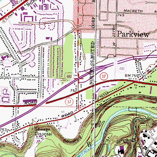 Topographic Map of Interchange 7, OH