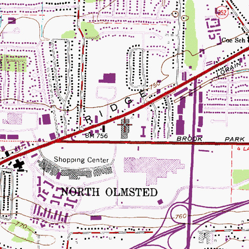 Topographic Map of Victory Plaza Shopping Center, OH
