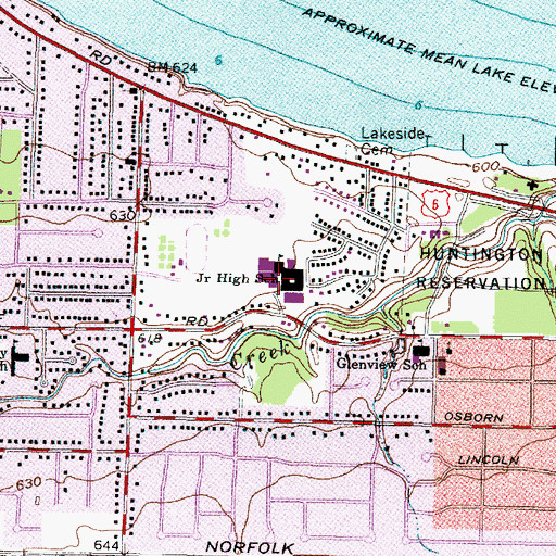 Topographic Map of Bay Middle School, OH