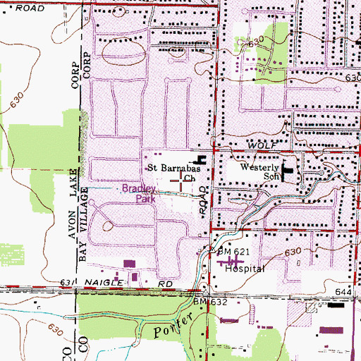 Topographic Map of Bradley Park, OH
