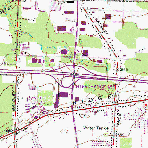 Topographic Map of Interchange 156, OH