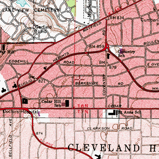 Topographic Map of Euclid Heights, OH