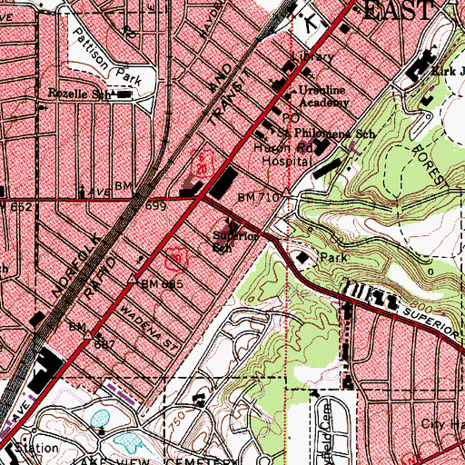 Topographic Map of Superior Elementary School, OH