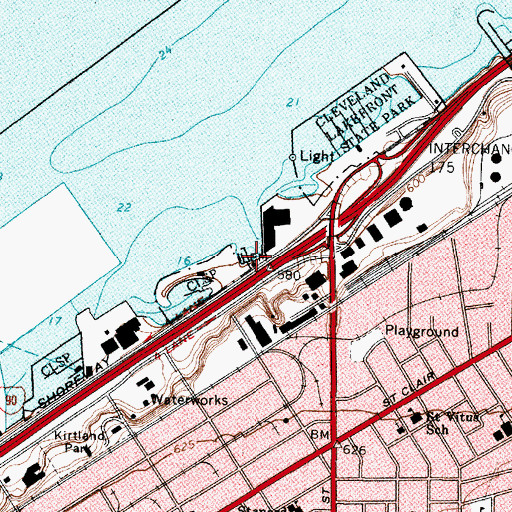 Topographic Map of Gordon Shore Boat Club, OH