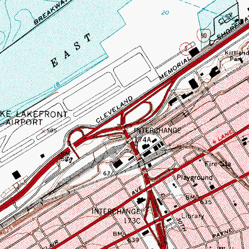 Topographic Map of Interchange 174B, OH
