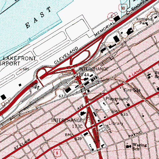 Topographic Map of Interchange 174A, OH