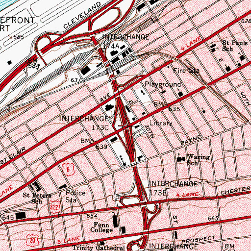 Topographic Map of Interchange 173C, OH