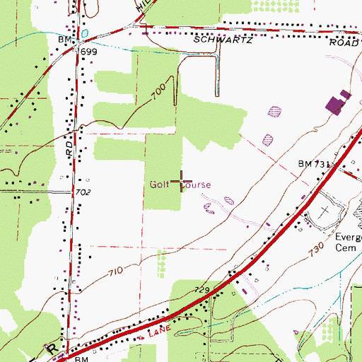 Topographic Map of Meadowood Country Club, OH