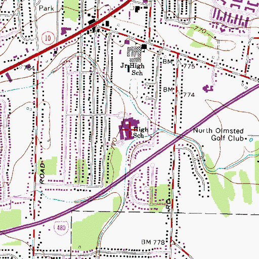 Topographic Map of North Olmsted High School, OH