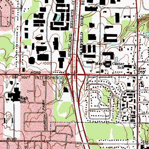 Topographic Map of Interchange 36, OH
