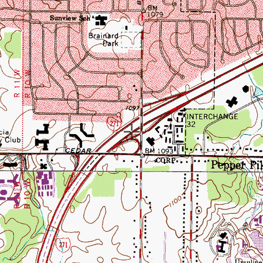 Topographic Map of Interchange 32, OH