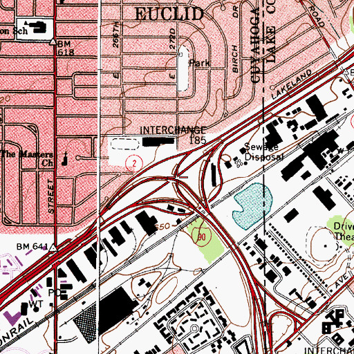 Topographic Map of Interchange 185, OH