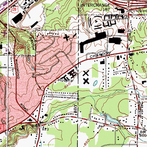 Topographic Map of University Hospitals Richmond Medical Center, OH