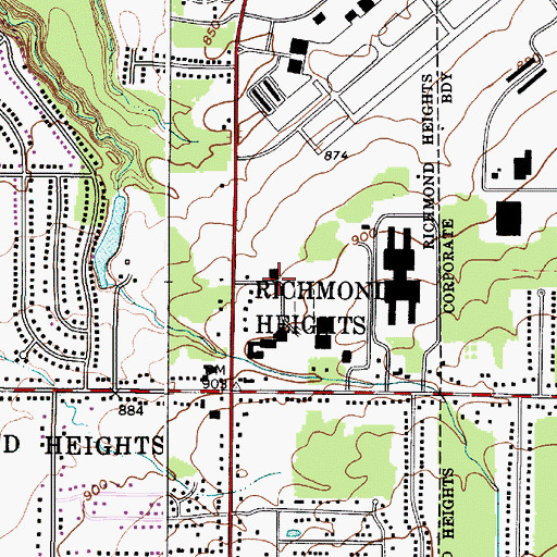 Topographic Map of Richmond Heights Middle School, OH