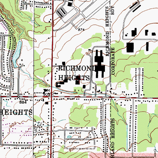 Topographic Map of Richmond Heights Elementary School, OH