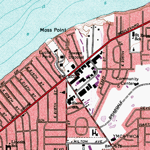 Topographic Map of Lake Shore Shopping Center, OH