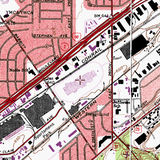 Topographic Map of Euclid Square Mall Shopping Center, OH