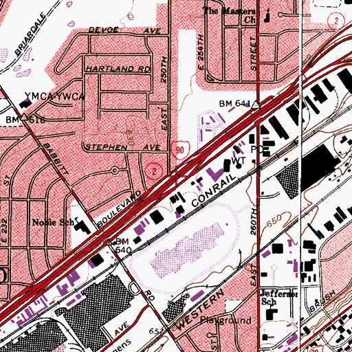 Topographic Map of Interchange 184B, OH
