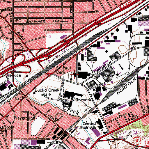 Topographic Map of Saint Paul School, OH