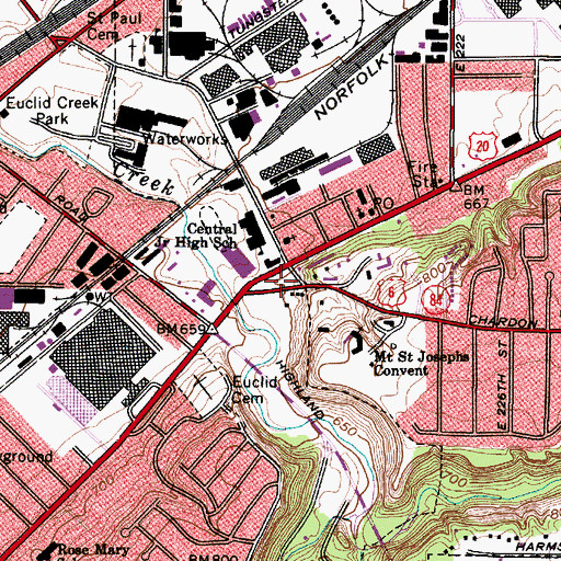 Topographic Map of Heritage Park, OH