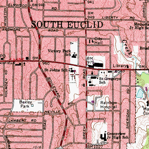 Topographic Map of Saint Johns Cemetery, OH