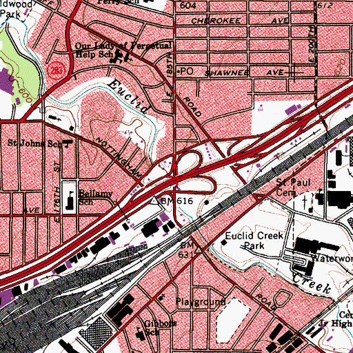 Topographic Map of Interchange 182A, OH