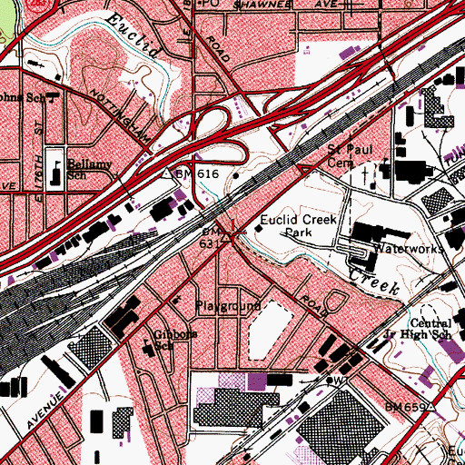 Topographic Map of Nottingham, OH