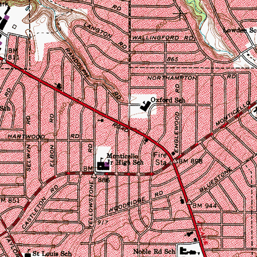 Topographic Map of Bluestone, OH