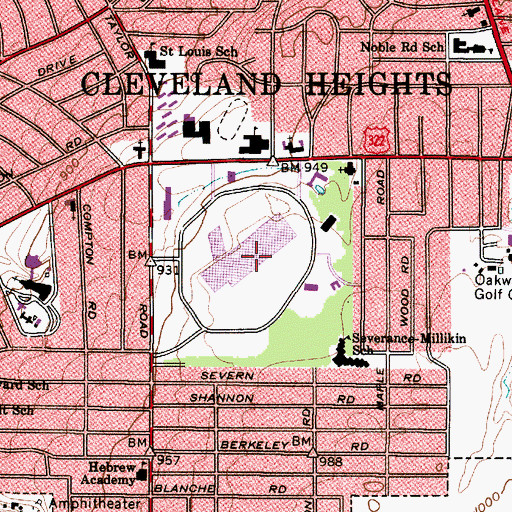 Topographic Map of Severance Town Center Shopping Center, OH