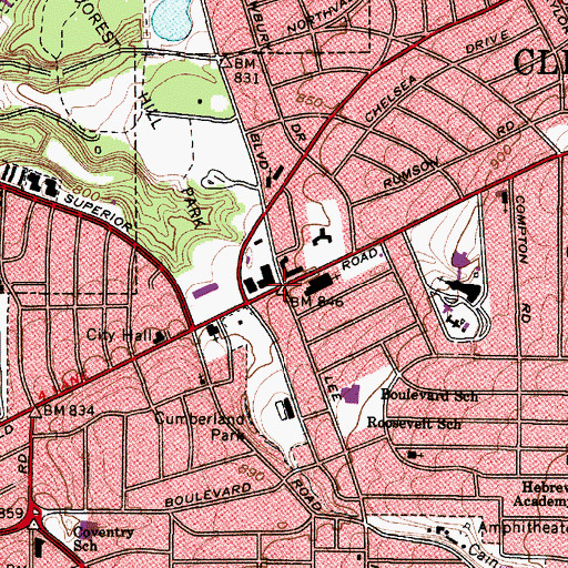Topographic Map of Fairmount, OH