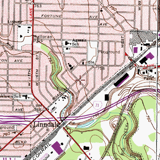 Topographic Map of North Linndale, OH