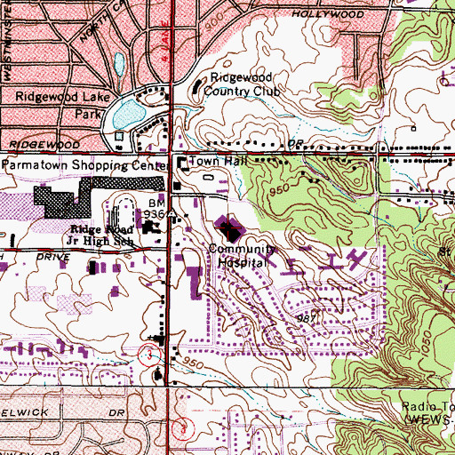 Topographic Map of University Hospitals Parma Medical Center, OH