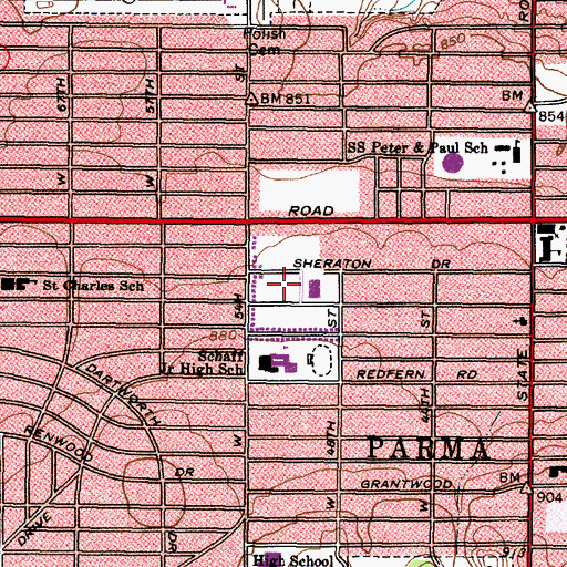 Topographic Map of Forestwood Park, OH