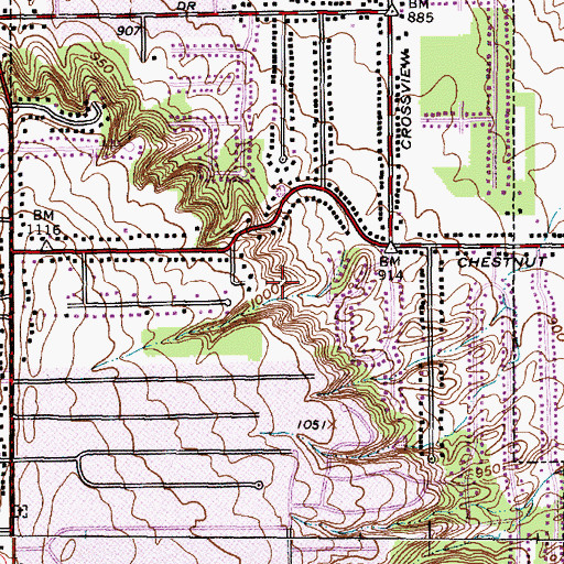 Topographic Map of Calvin Park, OH
