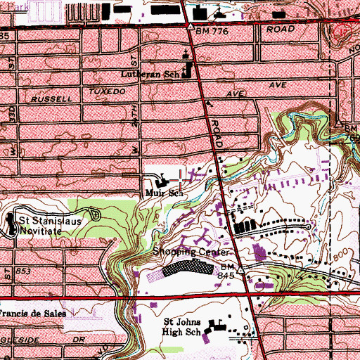 Topographic Map of John Muir Park, OH