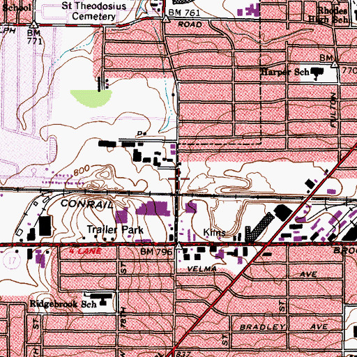 Topographic Map of Interchange 15, OH