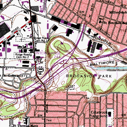 Topographic Map of Interchange 244, OH