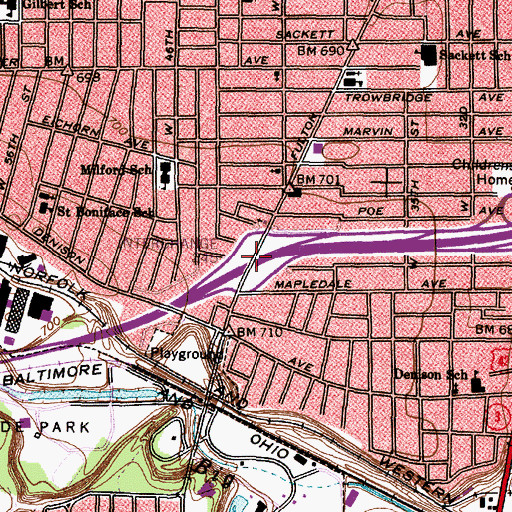 Topographic Map of Interchange 245, OH