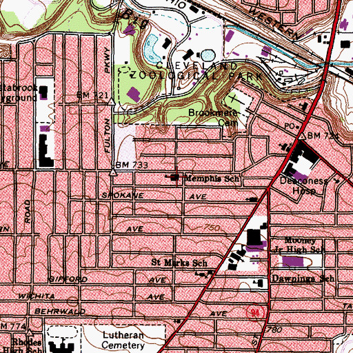 Topographic Map of Memphis Elementary School (historical), OH