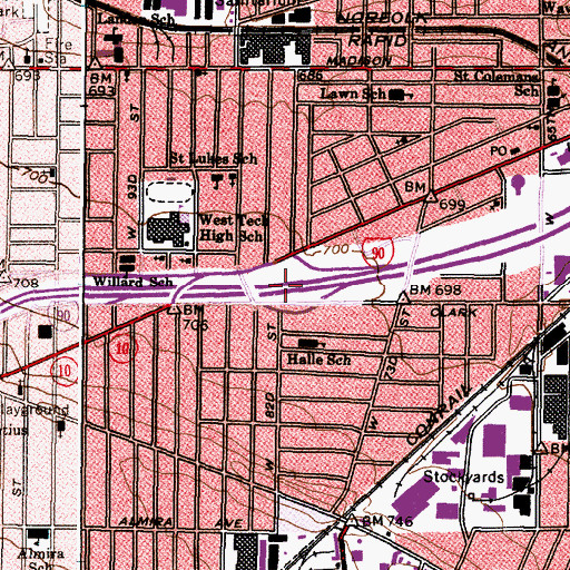 Topographic Map of Interchange 167B, OH