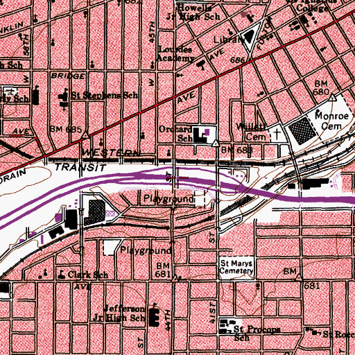 Topographic Map of Interchange 169, OH