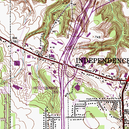Topographic Map of Interchange 155, OH