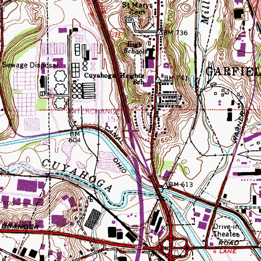 Topographic Map of Interchange 157, OH