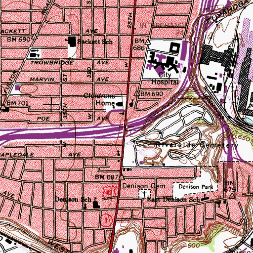 Topographic Map of Interchange 246, OH